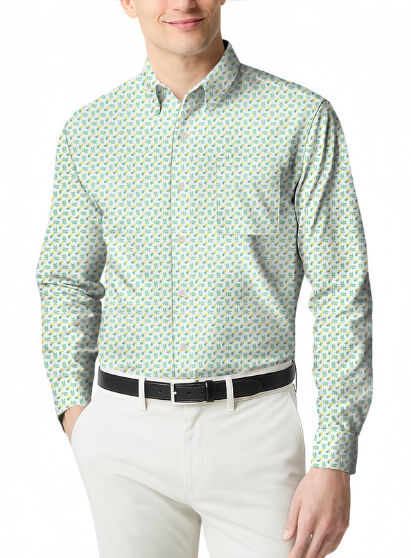 Stretch Fabric Men's Polo a Comfortable Micro Print Shirt for Summer