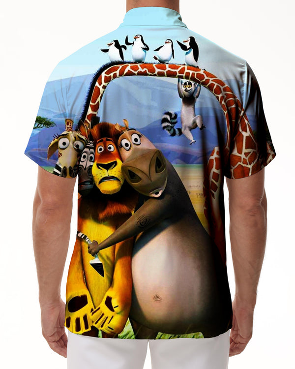 
Funny Animal World Hawaii Print Short Sleeve Summer Casual Short Sleeve Shirt Street Fashion Lapel Button Men's Clothing
                