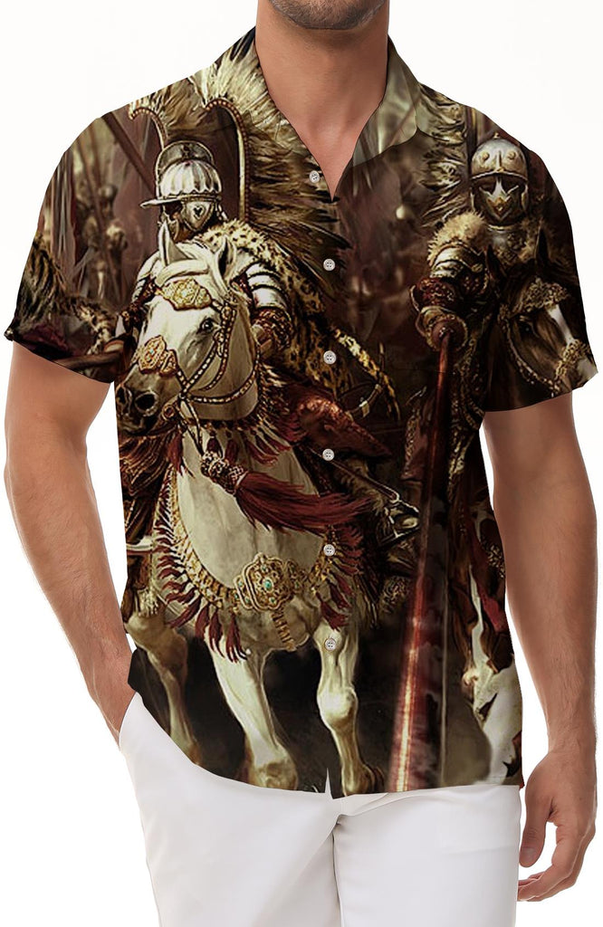 Historical Figures 3D Printed Shirt Men's Casual Summer Loose Short Sleeve Top Trendy Lapel Button Beach Shirt Fashion