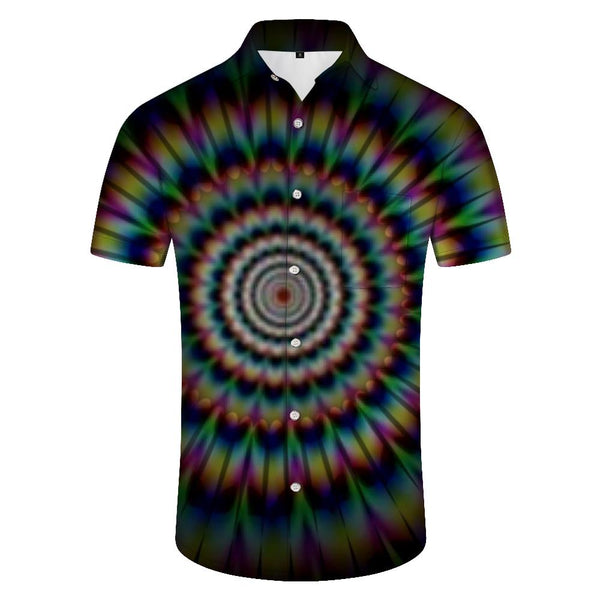 
Printed Men's Trippy Hawaii Novelty Approach Psychedelic Printed Casual Button Shirt Short Sleeves
                