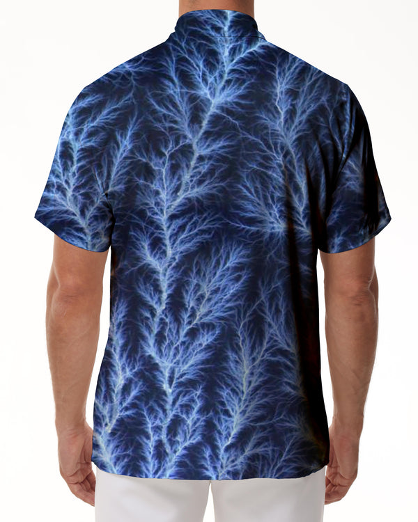 
Cool white lightning fashion men's casual loose Hawaiian tropical fashion sense summer vacation seaside beach shirt
                