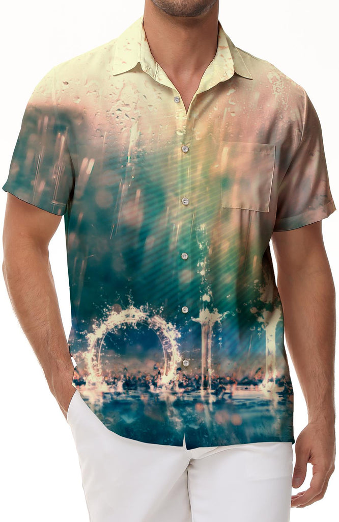 Retro tropical Hawaiian shirt men's casual loose daily street simple style summer breathable and comfortable short-sleeved shirt
