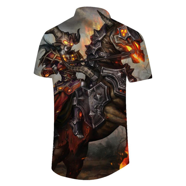 
Dinosaur Hell Witch Tropical Four Seasons Short Sleeve Shirt Hawaiian Lapel Pocket Summer Beach Casual Short Sleeve Button Tie
                