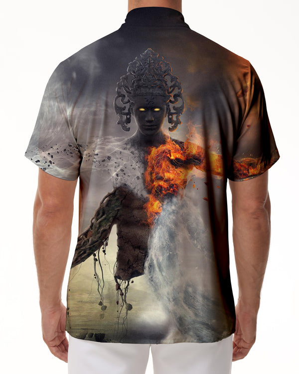 
Burning Orange Flame Men's Loose Short Sleeve Shirt 3D Printed Button-Up Beach Seaside Casual Hawaiian Shirt Printed Pattern
                