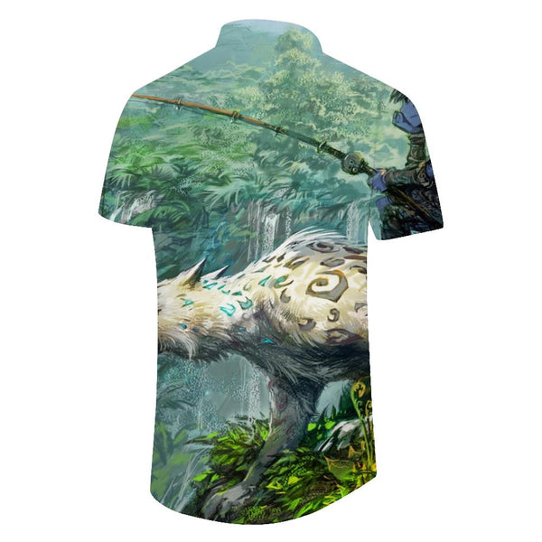 
Men's short sleeve button down shirt loose fit cartoon comic print Hawaiian shirt summer casual beach work shirt summer
                
