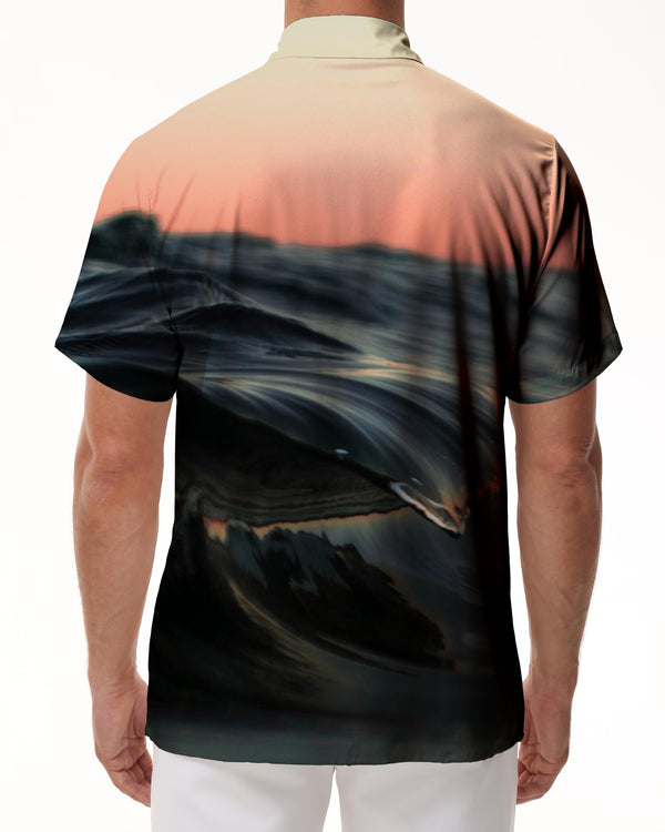 
Ocean Wave Men's Polyester Shirt Men's Short Sleeve Shirt Button Casual Shirt Loose Vacation Top
                