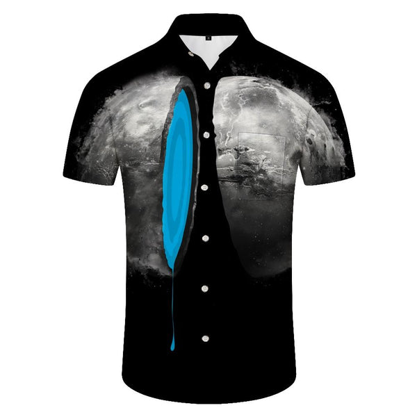 
Round Chocolate Abstract Printed Casual Shirt Summer Loose Thin Short Sleeve Shirt Gray Trendy Lapel Shirt Beach
                