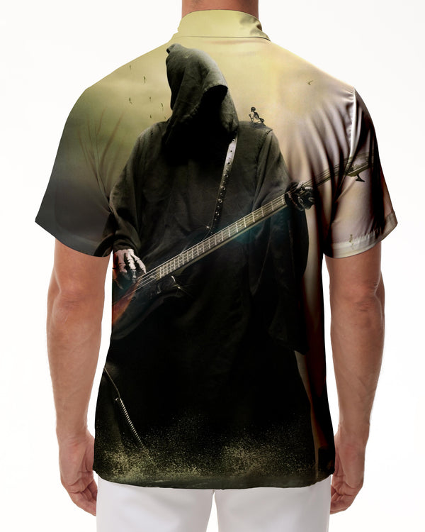 
Loose Shirt Hawaiian Gothic Devil Rock Beta Skull Print Short Sleeve Shirt Summer Regular Button Casual Shirt Black
                