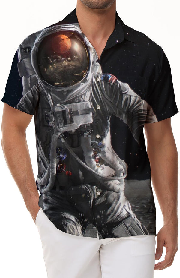 New summer men's shirts Astronaut 3D printed men's shirts Casual style men's shirts Fashionable and high quality men's shirts