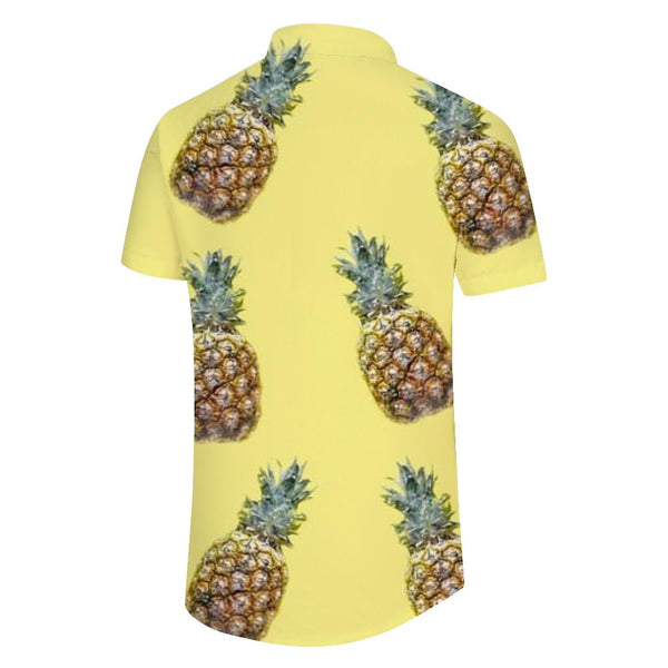 
Yellow Pineapple Men's Fashion Hawaiian Shirt Fruit Pattern Print Casual Loose Short Sleeve Button Beach Shirt
                