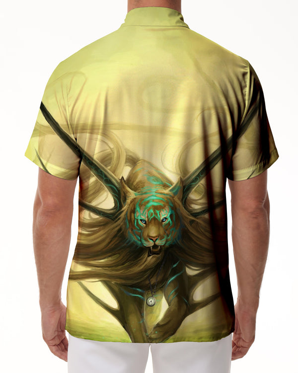 
Wild Animal King Lion Men's Short Sleeve Shirts Casual Button Down Summer Beach Shirt Classic Fit Tops
                