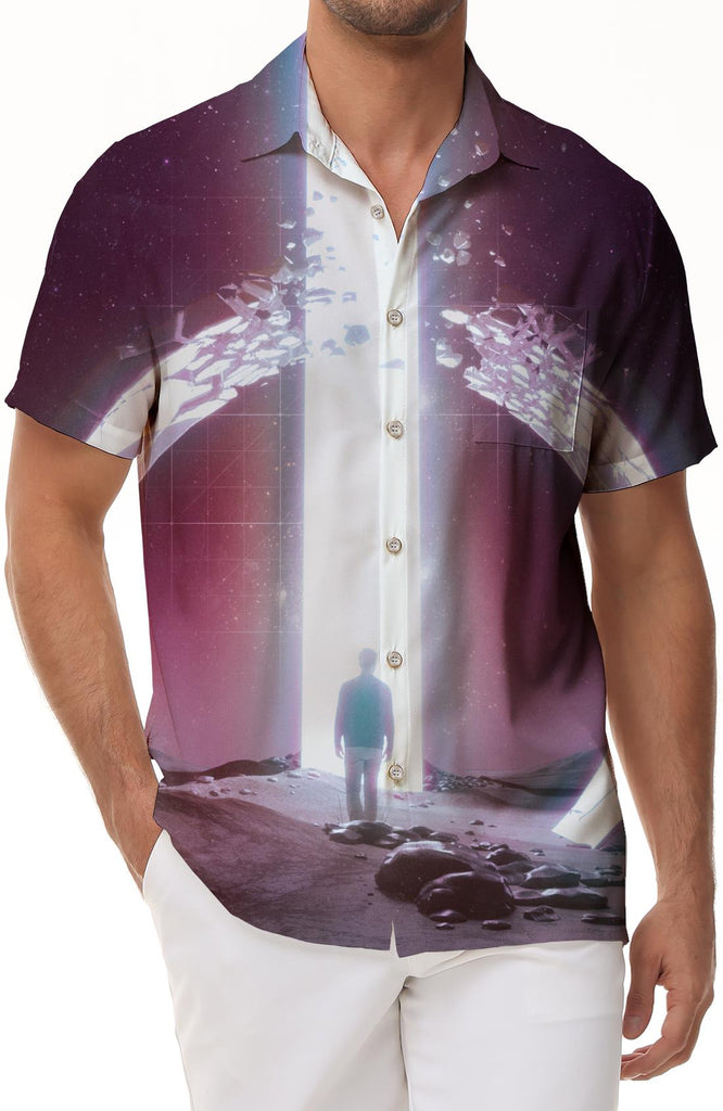 Mysterious fantasy gate 3d print pattern men's short-sleeved shirt Hawaiian button tropical style