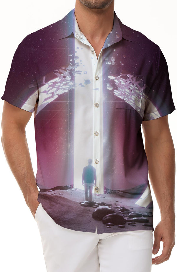 Mysterious fantasy gate 3d print pattern men's short-sleeved shirt Hawaiian button tropical style
