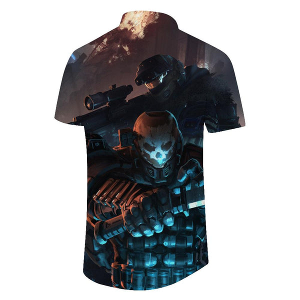 
Short Sleeve Casual Fashion Comfort Four Seasons Button Abstract Fighter Shirt Tops Hawaiian Print Men Street
                
