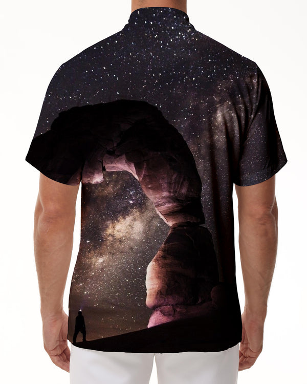 
Crossing star appointment top men's outdoor short-sleeved tropical Hawaiian four seasons atmosphere short-sleeved shirt star sea
                