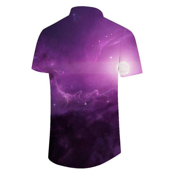 
Purple Galaxy Men's Hawaiian Shirt Universe Galaxy Planet Summer Short Sleeve Button Shirt Star Space
                