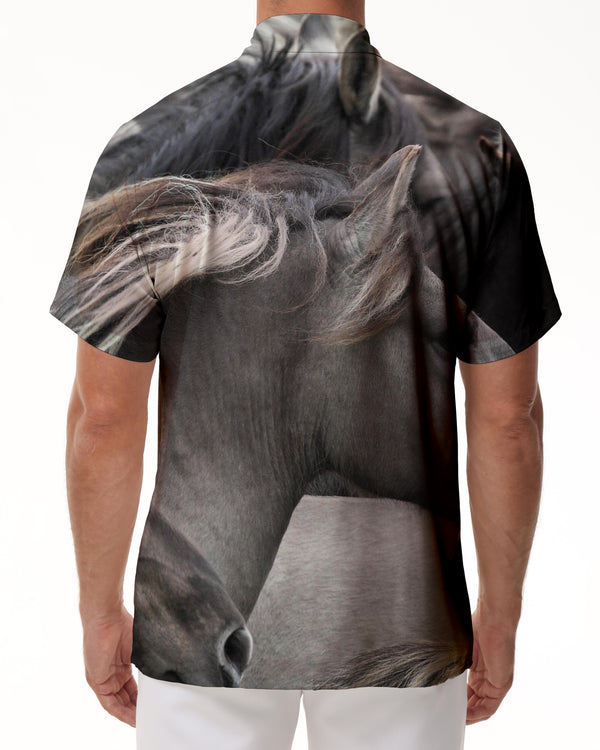 
Gray horse brown summer beach Hawaiian shirt men's shirt short sleeve casual shirt men's shirt with pockets
                