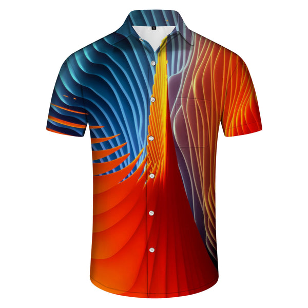 
Vintage Style Summer 3d Digital Printing Casual Men's Shirt Short Sleeve Beachwear Hawaiian Buttons Geometric Pattern Rich Colors
                