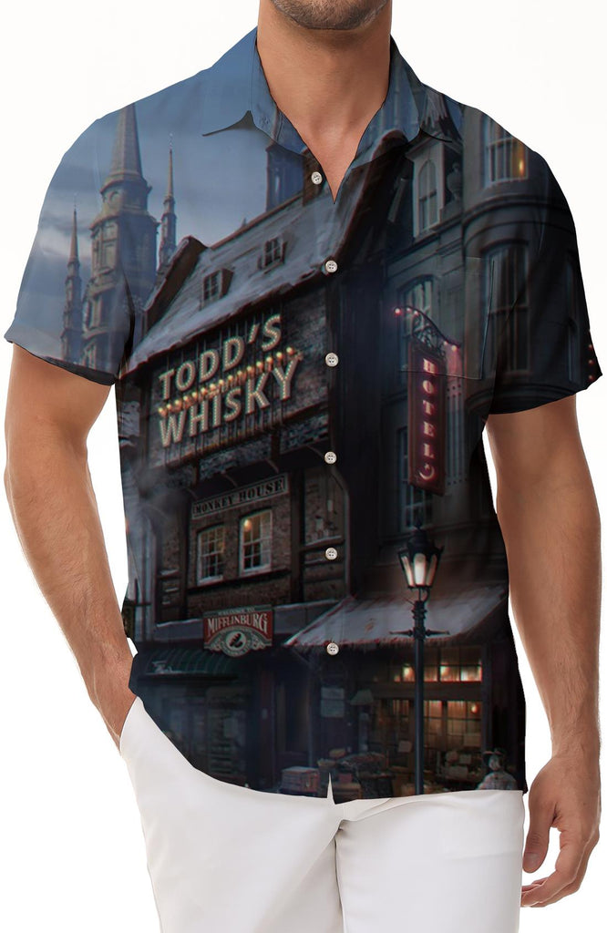 Movie beautiful scene print Hawaiian shirt 100% polyester fabric breathable fashion men's casual daily street loose and comfortable