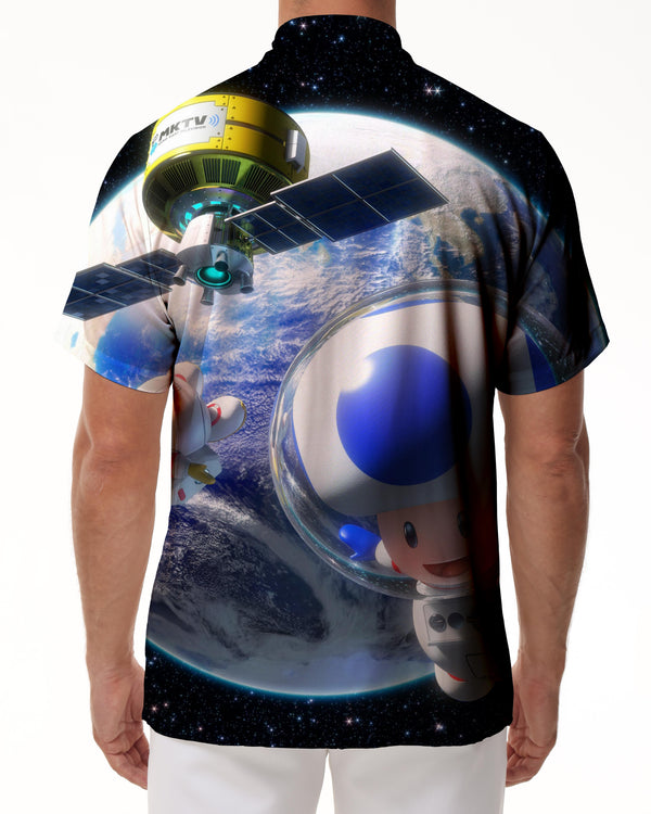 
Cartoon Earth Space Planet Earth 3D Digital Printing Men's Short Sleeve Polyester Shirt Button Casual Shirt Loose Top
                