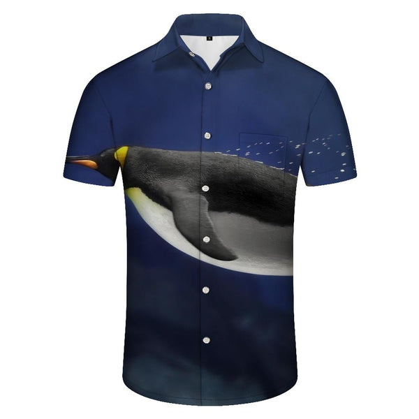 
Men's Hawaiian Shirt Cute Animal Penguin Beach Shirt Summer Button Shirt Short Sleeve Beach Navy Blue
                