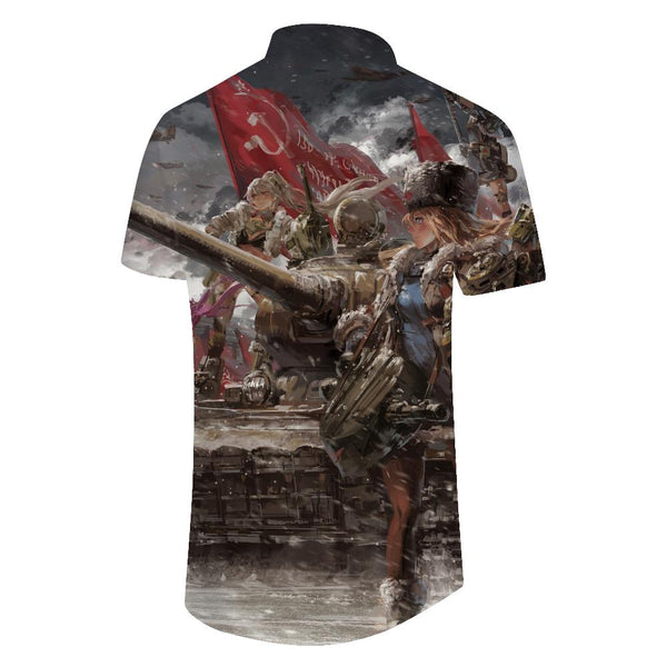 
Anime shirts HD tank battle men's casual design Hawaiian shirts fun men's summer beach shirts tropical
                