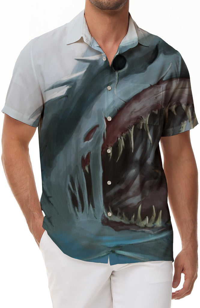 Ocean Overlord Lazy Men's Short Sleeve Shirt Summer Beach Style Loose Casual Men's Short Sleeve Shirt Holiday Beach
