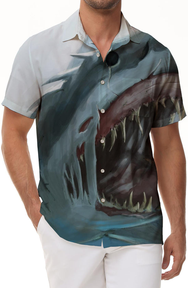 Ocean Overlord Lazy Men's Short Sleeve Shirt Summer Beach Style Loose Casual Men's Short Sleeve Shirt Holiday Beach