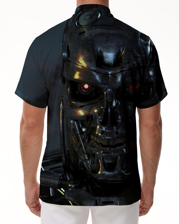 
Mecha Punk Mens Hawaiian Shirt Short Sleeve Dark Button Beach Shirt Trendy
                