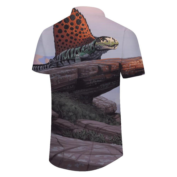 
Mutant lizard poisonous Hawaiian tropical fashion short sleeve shirt comfortable breathable short sleeve men's button beach shirt
                