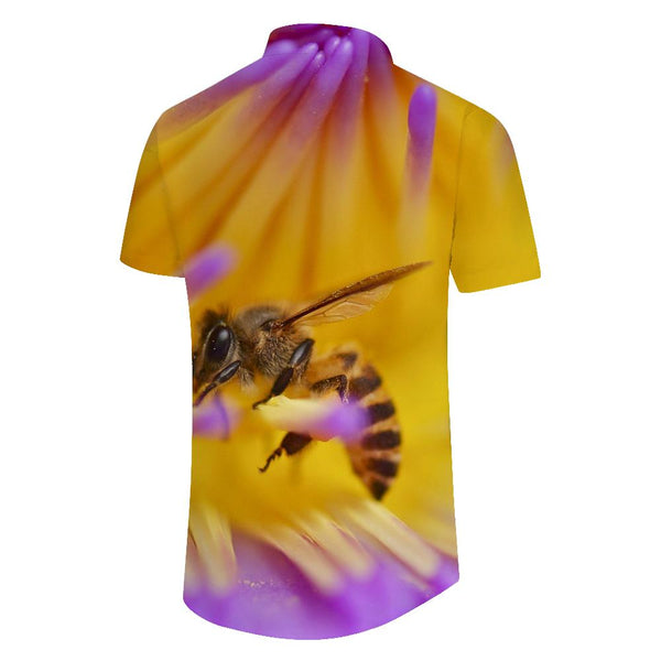 
Honey Bee Yellow Flowers Vintage Men's Casual Button Hawaiian Shirt Short Sleeve Top Summer Animal Yellow
                