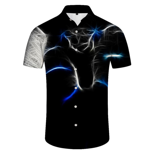 
Black Men's Snake Print Short Sleeve Shirt 3D Animal Print Short Sleeve Casual Tops Fashion Lapel Shirt Streetwear
                