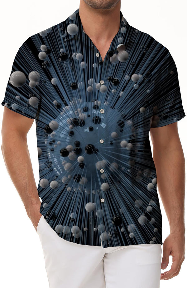 New Men's Surf Abstract Casual Style Printed Graphic Hawaiian Button Shirt Short Sleeve Beachwear Fun