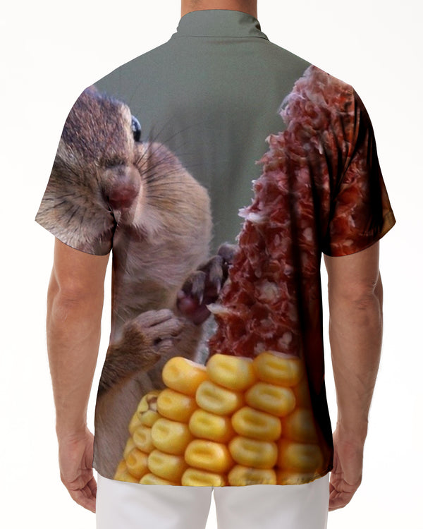 
Hamster eating corn men's shirt short sleeve casual summer fashion shirt comfortable simple button shirt formal shirt popular four seasons
                