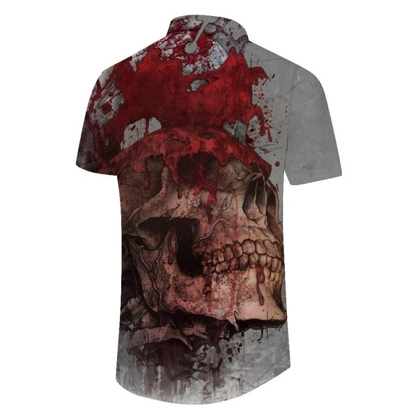 
Printed streetwear men's skull graphic fashion summer tropical hawaiian button down lapel pocket short sleeve shirt regular fit
                