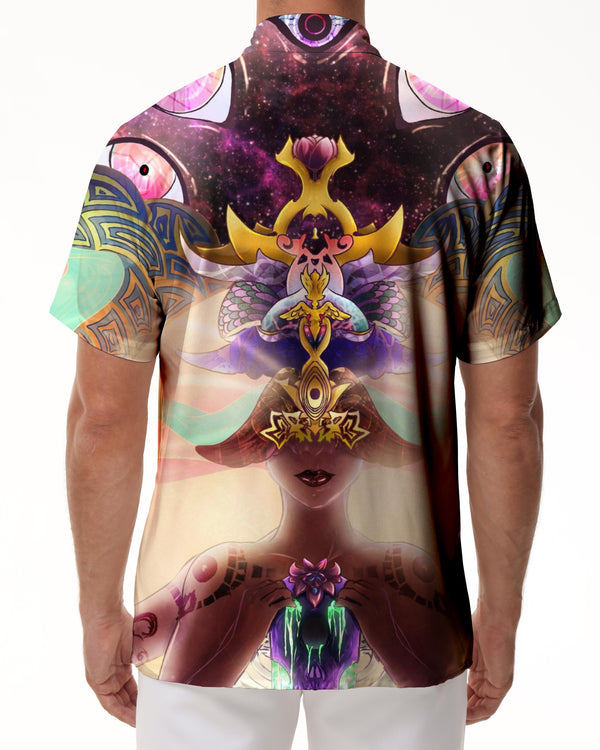 
Japanese goddess tropical rainforest fashion comfortable breathable short-sleeved shirt summer top with pocket men's short-sleeved shirt casual button shirt trend
                