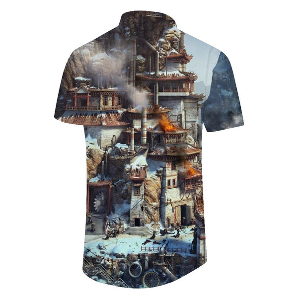 
Hawaiian Tropical Lapel Pocket Short Sleeve Shirt Beach Short Sleeve Men's Casual Loose Short Sleeve
                