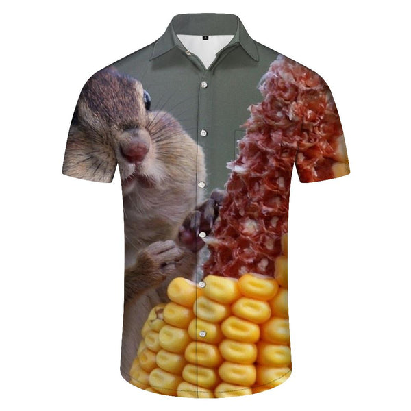 
Hamster eating corn men's shirt short sleeve casual summer fashion shirt comfortable simple button shirt formal shirt popular four seasons
                