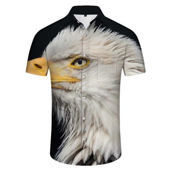 
Xtuga Bald Eagle Print Men's Casual Button Summer Beach Regular Fit Shirt
                