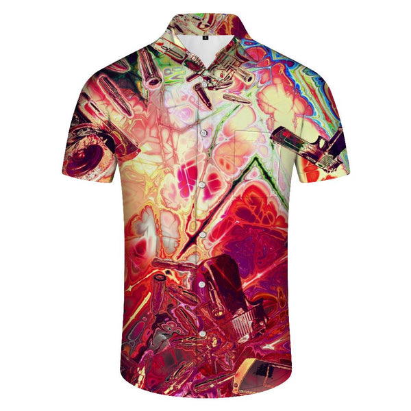 
Abstract art colorful bullet digital print rap men casual fashion style tropical hawaiian short sleeve shirt four seasons
                
