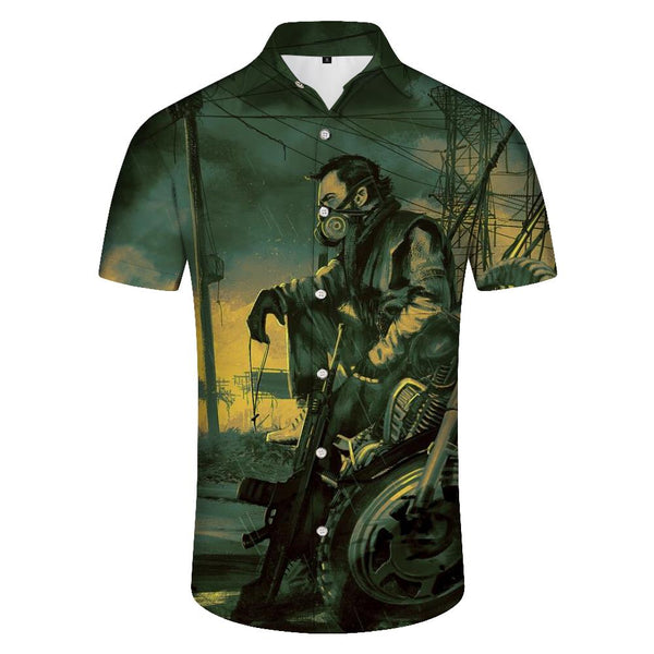
Shanghai buildings in the Republic of China Men's casual button-down Hawaiian shirts Fun tropical summer wear Men's retro printed beachwear
                
