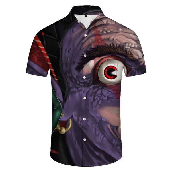 
Ghoul Zombie Head Printed Men's Casual Short Sleeve Comfortable Breathable Loose Retro Abstract Comfortable Rap Shirt Short Sleeve
                