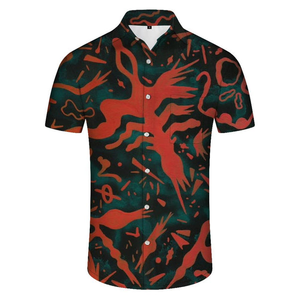 
Egyptian text casual daily street men's short-sleeved shirt Hawaiian tropical four seasons short-sleeved shirt vintage
                