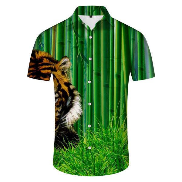 
Tiger Animal Men's Casual Shirt Short Sleeve Regular Fit Hawaiian Pocket Button Streetwear
                