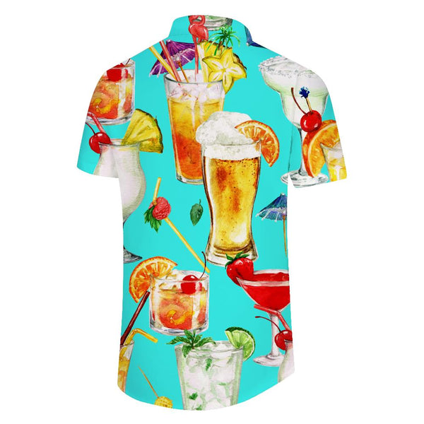 
Tropical summer drinks 3d digital printing casual men's fun cool fashion Hawaiian beach short sleeves
                