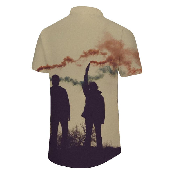 
Freedom Color Smoke Bomb Loose Casual Men's Short Sleeve Shirt Hawaiian New Personalized Button Lapel Pocket Clothes
                