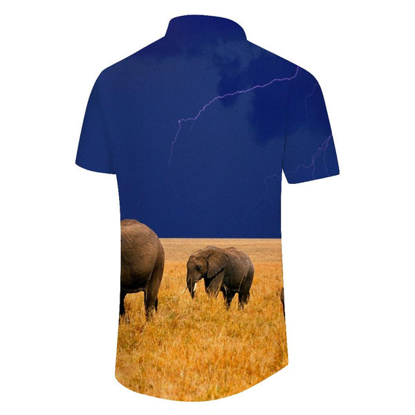 
Wild Savannah African Wildlife Elephant Men's Short Sleeve Shirt Casual Button Summer Beach Shirt Classic Fit Short Sleeve Top Shirt Mixed Color
                