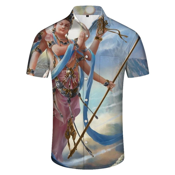 
Colorful Guanyin Bodhisattva 3d Printed Pattern Men's Hawaiian Shirt Beach Casual Short Sleeve Button Shirt
                