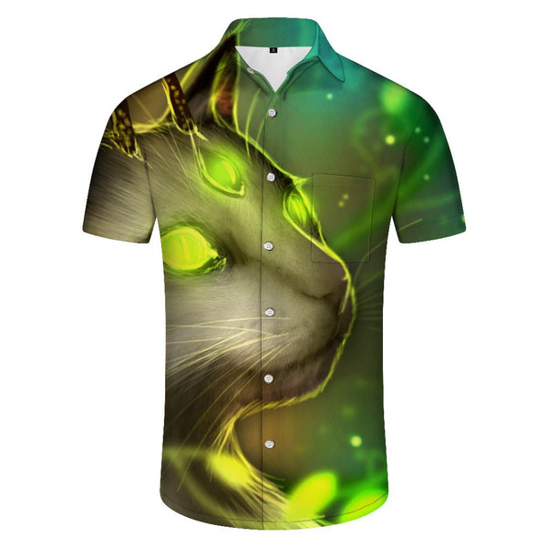 
Cat Zombie Cool Burning Eyes Men's Casual Button Shirt Short Sleeve Tops Hawaiian Four Seasons Short Sleeve Shirt Tropical
                