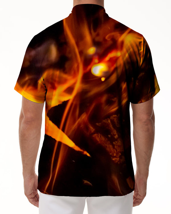
Match jumping flickering flame men's casual short-sleeved loose shirt vacation beach Hawaiian tropical four seasons shirt short sleeves
                